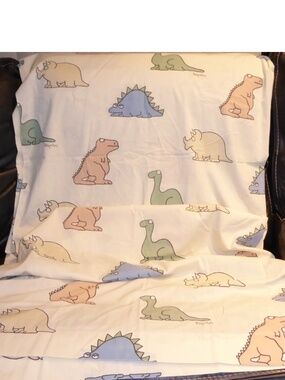 Vintage Dinosaur Beige Twin Bed Flat Sheet Sandra Boynton for Martex Colorful